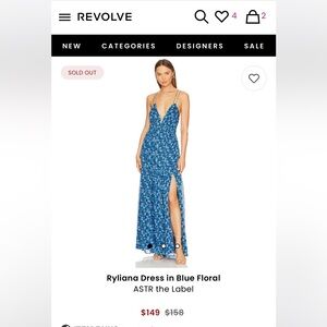 ASTR the Label Ryliana Dress in Blue Floral size S